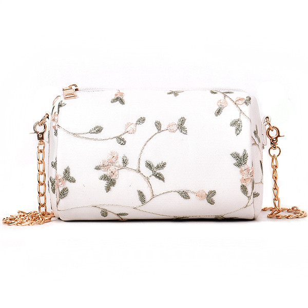 Geantă mică rotundă cu broderie în trei culori