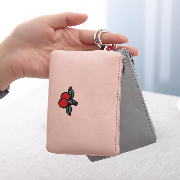 Portofel mic de dama pentru acte cu fermoar din piele ecologica