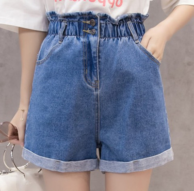 Blugi scurti de dama cu talie inalta si elastic in mai multe culori