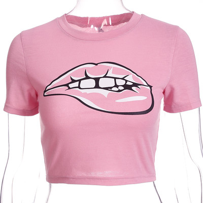 Bluza scurta de dama roz cu aplicatie