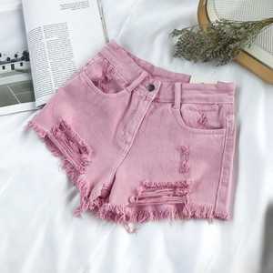 Blugi scurti de dama rupti cu talie inalta in mai multe culori