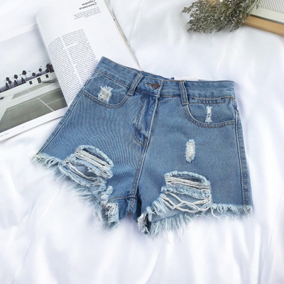 Blugi scurti de dama rupti cu talie inalta in mai multe culori