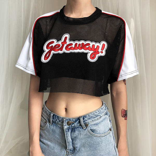 Bluză scurtă de damă modernă din plasă