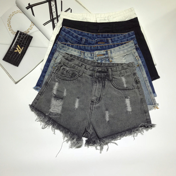 Blugi scurti de dama rupti cu talie inalta in 5 culori