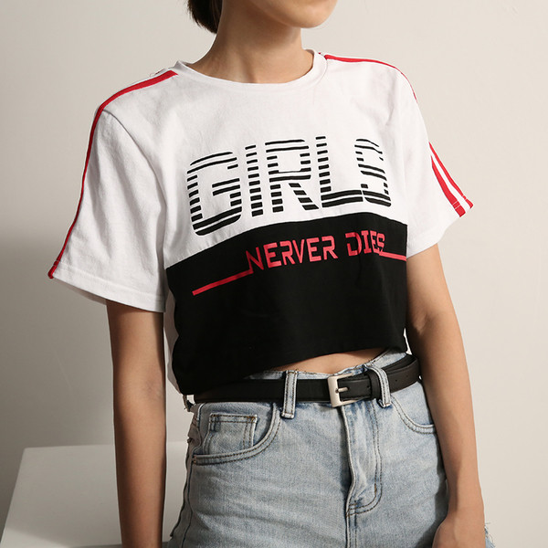 Tricou sport scurt de damă cu inscripție