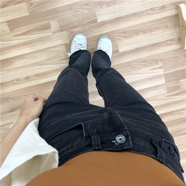 Blugi de dama in doua culori cu model cu talie inalta