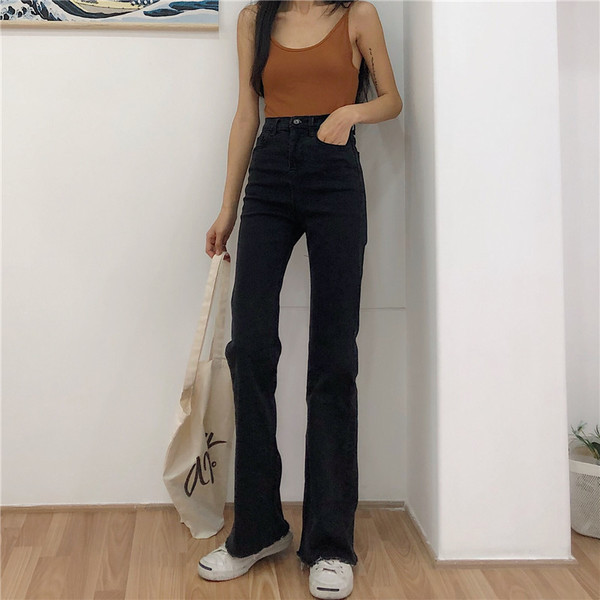 Blugi de dama in doua culori cu model cu talie inalta