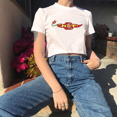 Tricou scurt casual de dama alb cu aplicatie