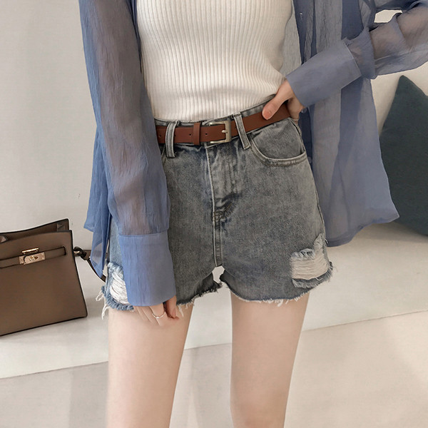 Blugi scurti moderni de dama cu talie inalta in 2 culori