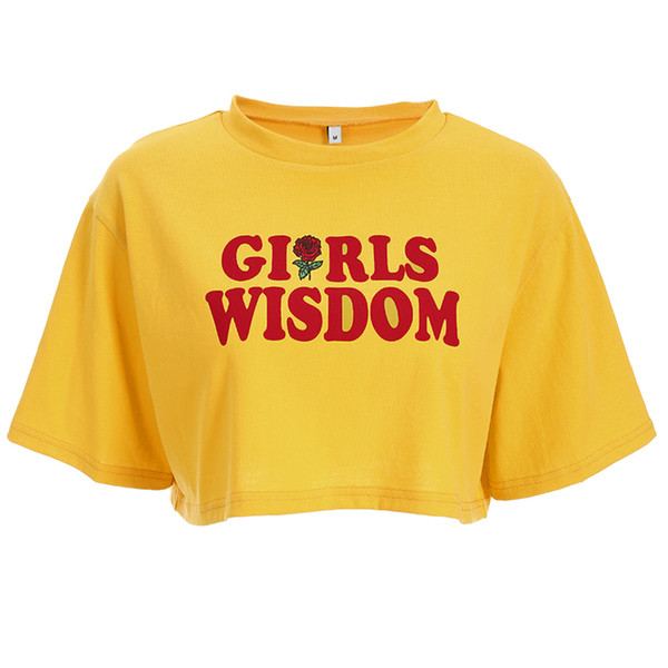 Tricou scurt de damă modern de culoare galbenă cu inscripție