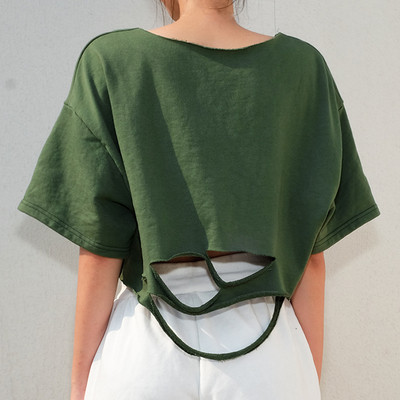 Tricou lat de dama cu maneca scurta de culoare verde