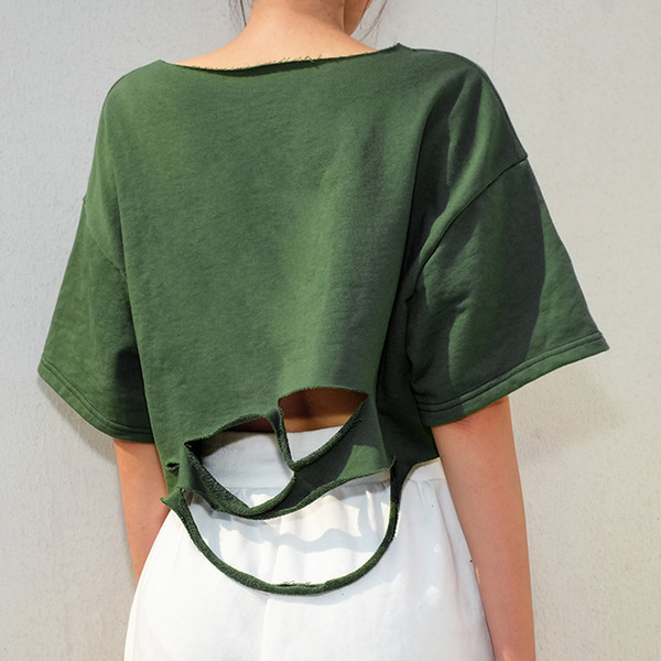 Tricou lat de dama cu maneca scurta de culoare verde