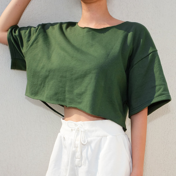 Tricou lat de dama cu maneca scurta de culoare verde