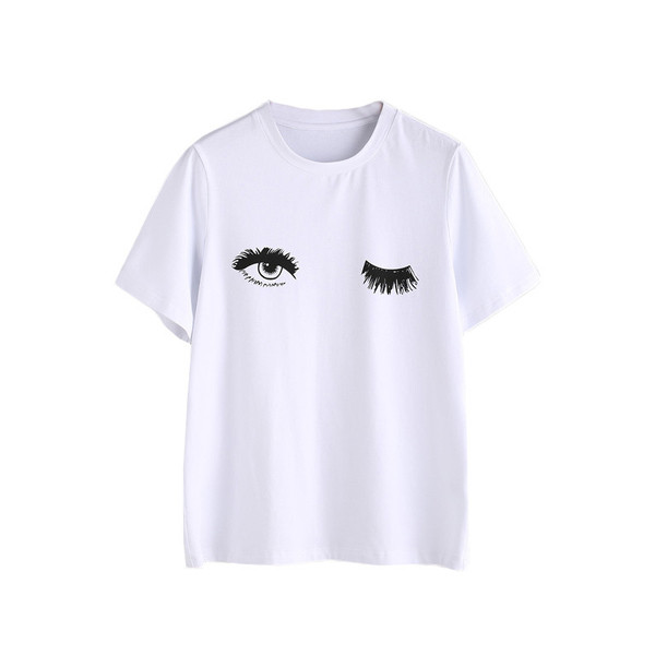 Tricou casual dama alb cu ochi aplicati