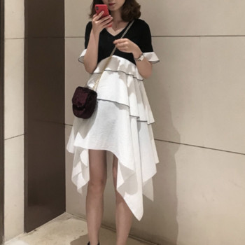 HIT Rochie eleganta de dama model asimetric cu maneci lotus