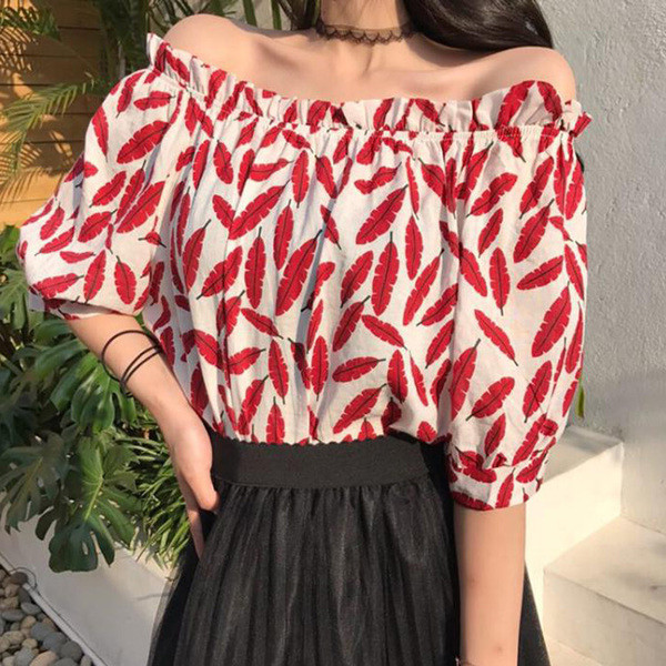 Bluză de damă modernă cu umerii căzuți în două culori