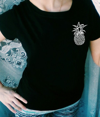 Tricou casual dama cu imprimeu ananas in trei culori