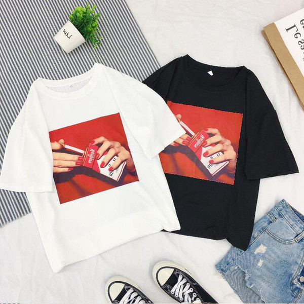 Tricou casual dama cu maneca scurta si imprimeu-doua culori