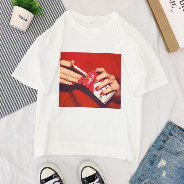 Tricou casual dama cu maneca scurta si imprimeu-doua culori