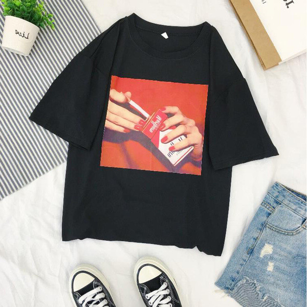 Tricou casual dama cu maneca scurta si imprimeu-doua culori