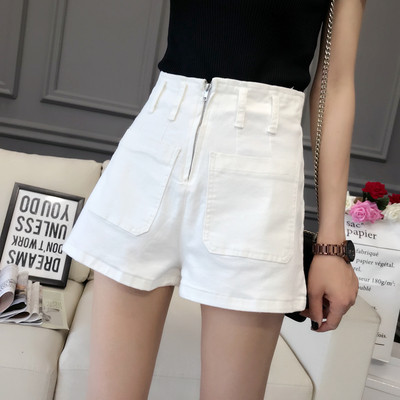 Γυναικεία shorts με υψηλή μέση και φερμουάρ σε 2 χρώματα