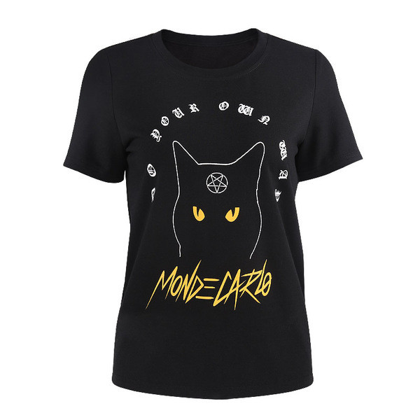 Tricou casual dama negru cu imprimeu