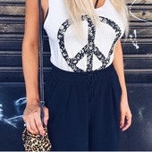 Maiou de damă alb zilnic cu imprimeu