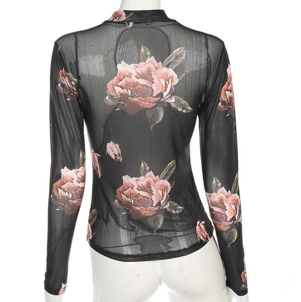 Bluza eleganta de dama neagra cu motive florale