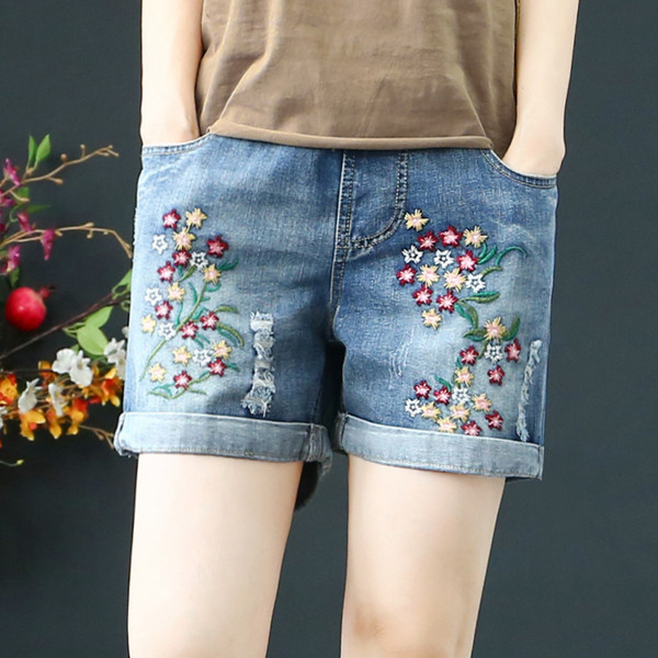 Blugi casual dama cu broderie si sireturi