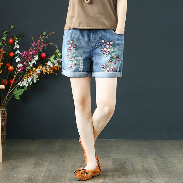 Blugi casual dama cu broderie si sireturi