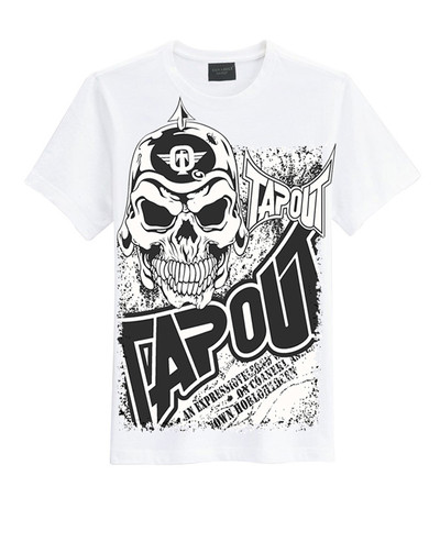 Tricou bărbătesc cu guler în formă de O cu imprimeu și inscripție