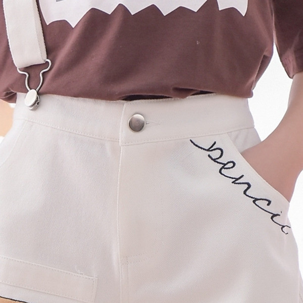 Blugi scurti dama casual cu talie inalta si broderii