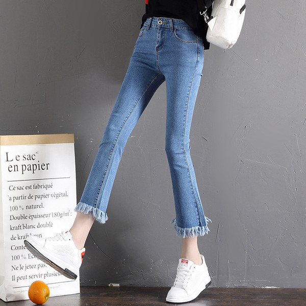 Blugi de dama cu franjuri in trei culori - model larg