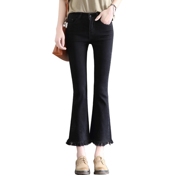 Blugi de dama cu franjuri in trei culori - model larg