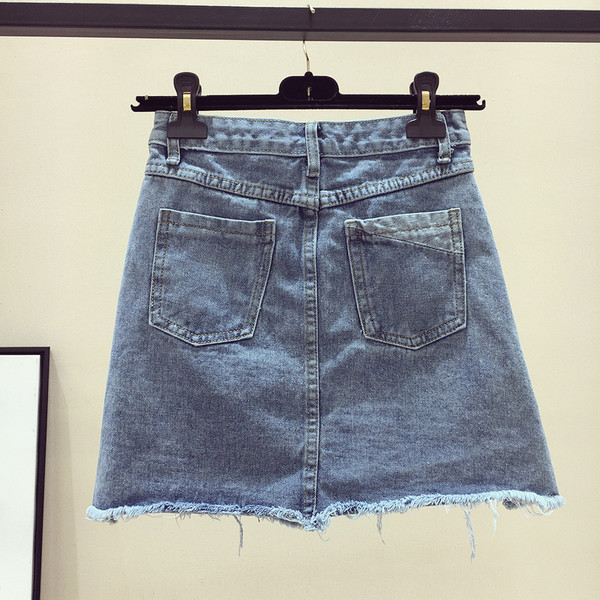 Fusta de dama moderna din denim cu talie inalta