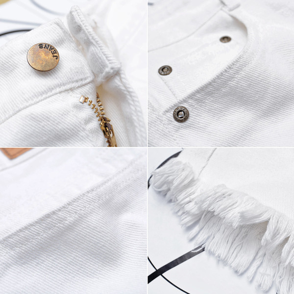 Blugi scurti de dama rupti cu talie inalta