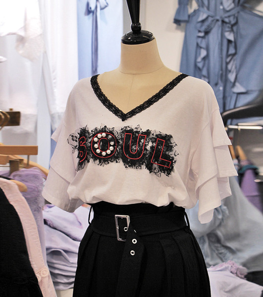 Bluză de damă modernă cu decolteu în V în trei culori