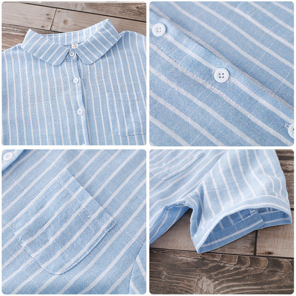 Rochie de primăvară-vară în dungi cu mâneci scurte