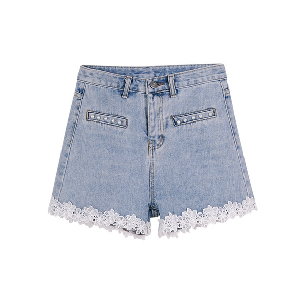 Blugi scurti eleganti de dama cu dantela si perle