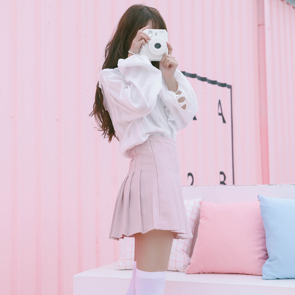 Fusta de dama plisata cu talie inalta in mai multe culori