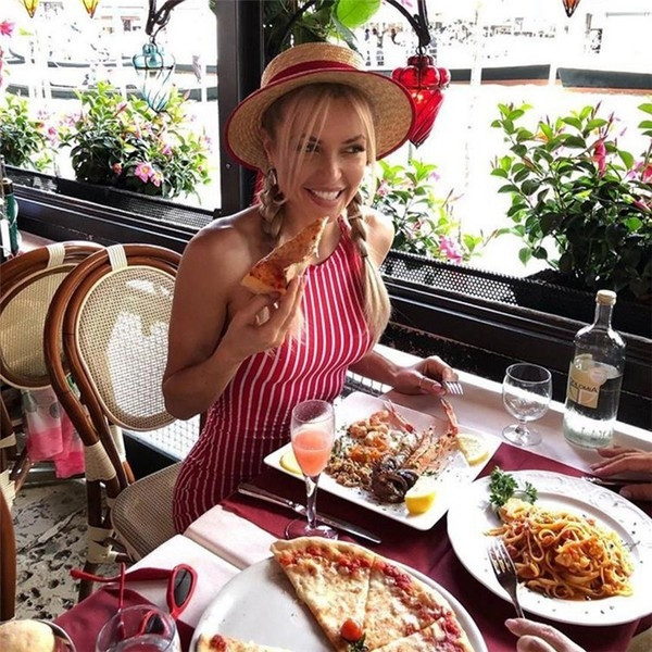 HIT Rochie de dama in dungi cu bretele subtiri