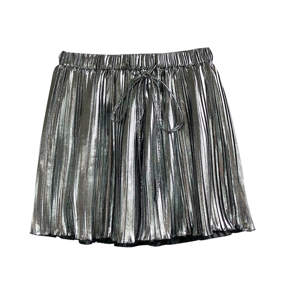 Pantaloni scurti moderni de dama cu talie inalta si efect stralucitor