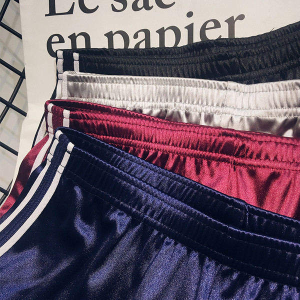 Pantaloni scurți casual dama cu talie inalta si efect stralucitor