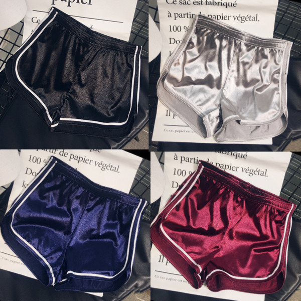 Pantaloni scurți casual dama cu talie inalta si efect stralucitor