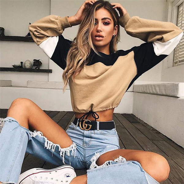 Bluză sport scurtă de damă cu mâneci lungi în culori irizate