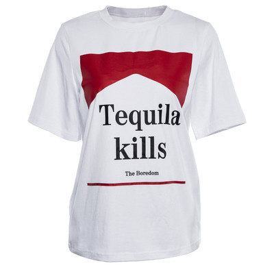 Γυναικείο casual T-shirt με εφαρμογή σε λευκό χρώμα