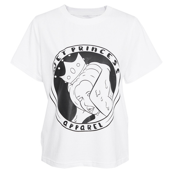 Tricou alb de damă cu aplicație și mâneci scurte