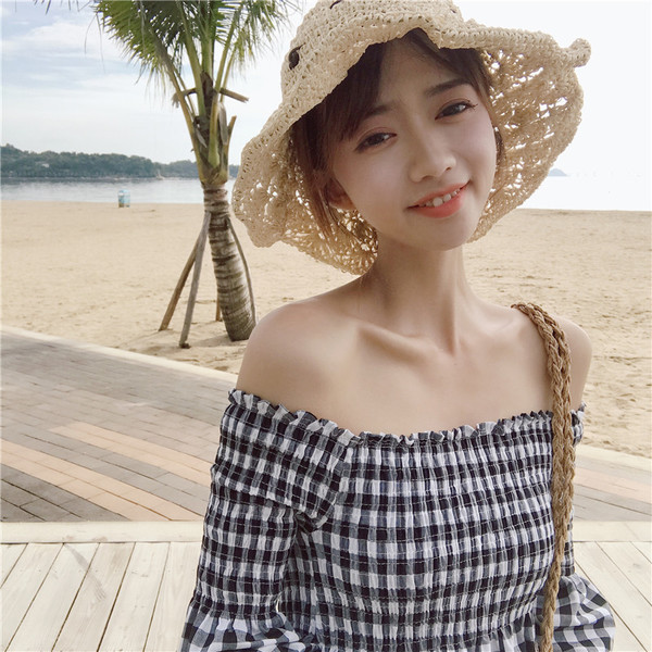 NOU Rochie de damă în carouri cu mâneci căzute