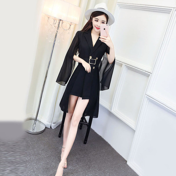 HIT Rochie elegantă de damă cu decolteu în V și mâneci tăiate în două culori