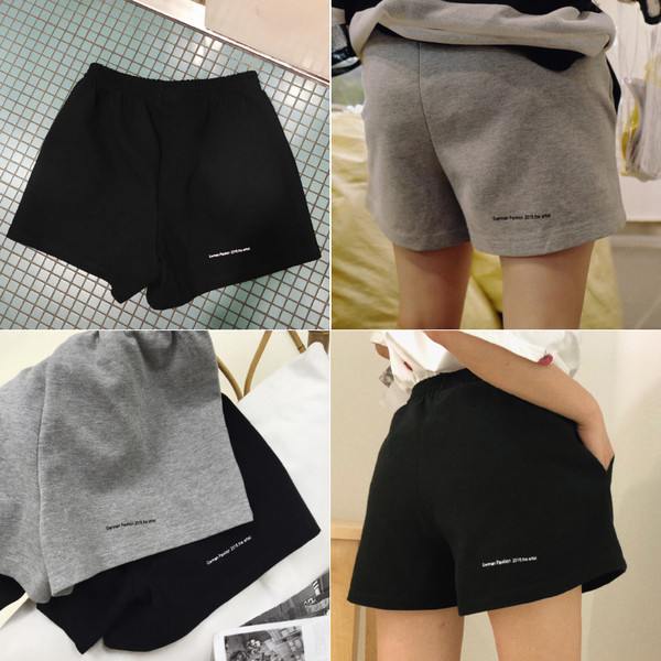 Pantaloni scurți casual de damă cu inscripție și elastic